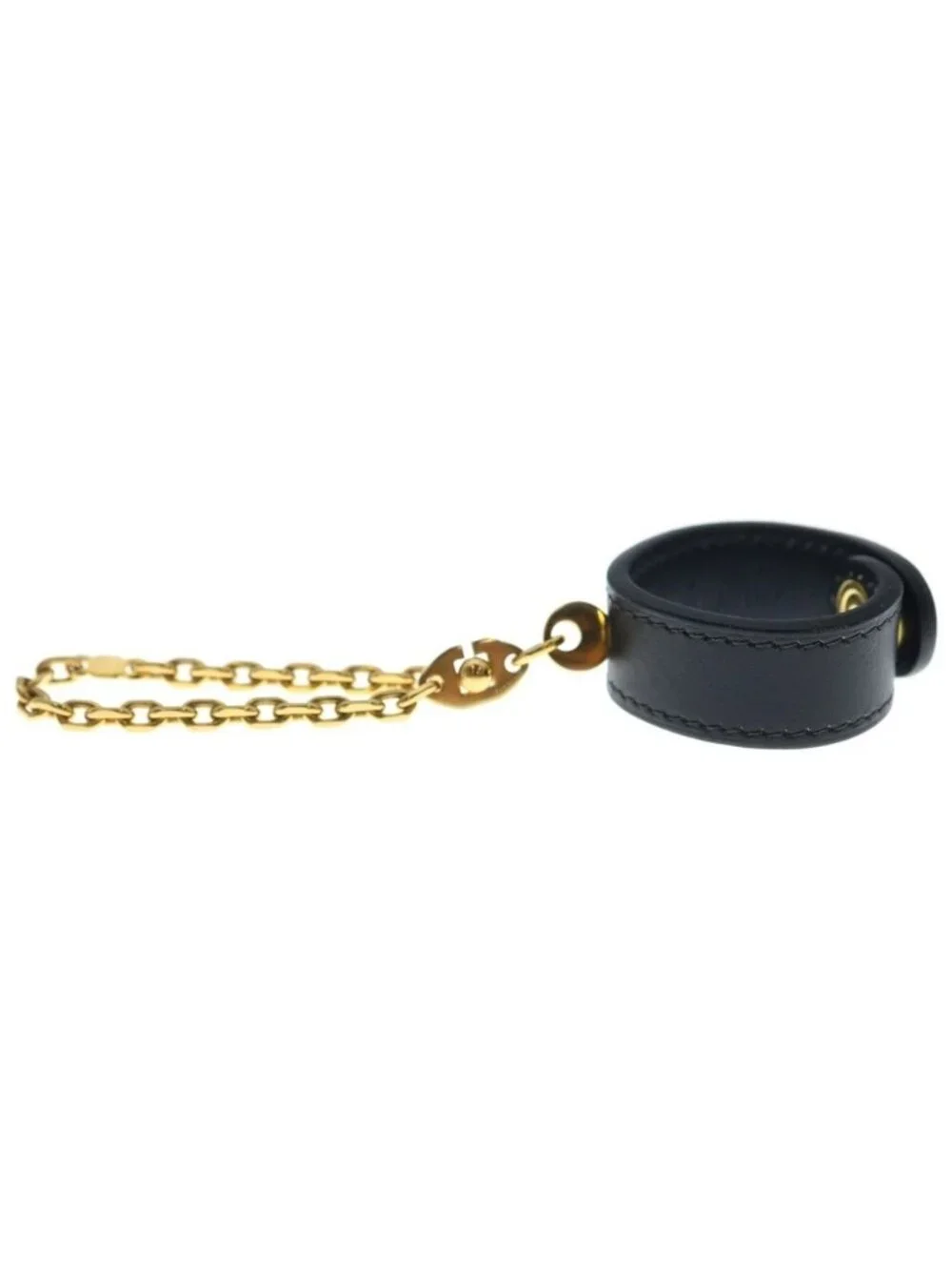 Hermes Leather Chain Glove Holder Black Gold Gloves